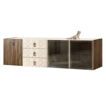 Комод 2.1м Bogemia Woodline Fly Wood Fa (Слоновая кость) (Lakobel/Хром) БМКМ-5[5][10]