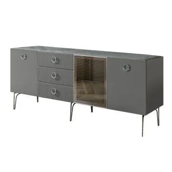 Комод 2.1м Bogemia Fillini (Серый) (Novabuk/Хром) БМКМ-5(Fi)[4]