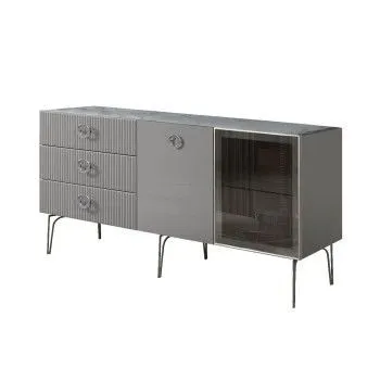 Комод 1.6м Bogemia Fillini (Серый) (Novabuk/Хром) БМКМ-4(Fi)[5][10]