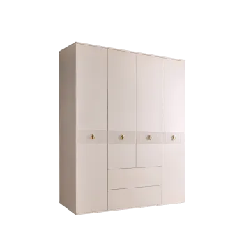 Шкаф 4-х дверный с ящиками Римини СОЛО (Бежевый/Золото) РМШ2/41(s)
