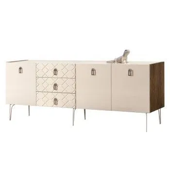 Комод 2.1м Bogemia Woodline Fa (Слоновая кость) (Lakobel/Хром) БМКМ-5