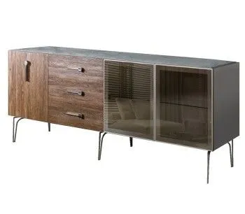 Комод 2.1м Bogemia Wood Wo (Серый) (Novabuk/Хром) БМКМ-5(Wo)[5][10]