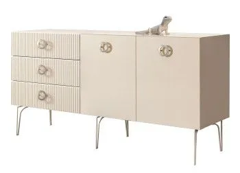 Комод 1.6м Bogemia Fillini (Слоновая кость) (Lakobel/Хром) БМКМ-4(Fi)