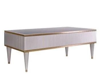 Журнальный столик с ящиком Римини СОЛО (Белый/Золото) РМСТ-2(s)