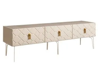 Тумба под телевизор 1.6м Bogemia Farfalle (Слоновая кость) (Novabuk/Золото) БМТ-1(Fa)