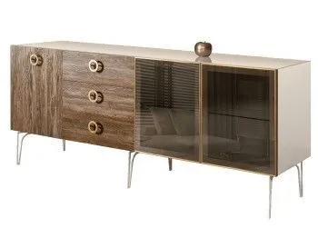 Комод 2.1м Bogemia Wood Fi (Слоновая кость) (Lakobel/Золото) БМКМ-5(Wo)[5][10]