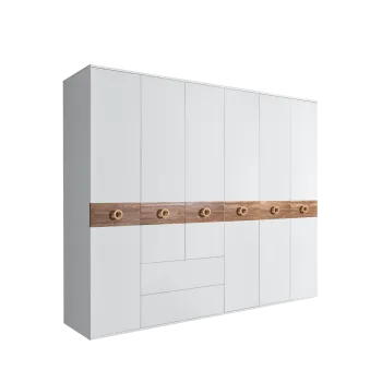 Шкаф 6-ти дверный с ящиками, Bogemia Wood Fi (Белый/Золото) БМШ2/61(Wo)