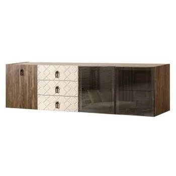 Комод 2.1м Bogemia Woodline Fly Wood Fa (Слоновая кость) (Novabuk/Черный) БМКМ-5[5][10]