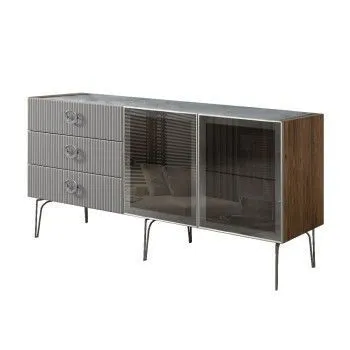 Комод 1.6м Bogemia Woodline Fi (Серый) (Novabuk/Хром) БМКМ-4[5]