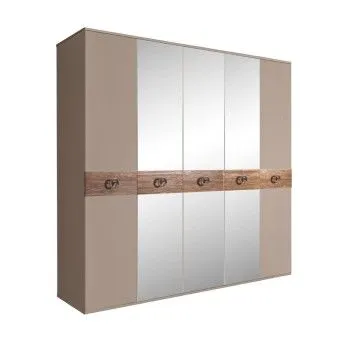 Шкаф 5-ти дв. с зеркалами Bogemia Wood Fi (Мокка/Хром) БМШ1/5(Wo)