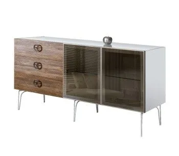 Комод 1.6м Bogemia Wood Fi (Белый) (Lakobel/Хром) БМКМ-4(Wo)[5]