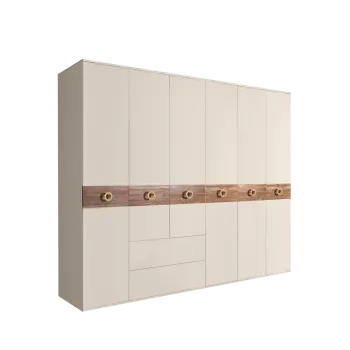Шкаф 6-ти дверный с ящиками, Bogemia Wood Fi (Слоновая кость/Золото) БМШ2/61(Wo)