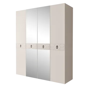Шкаф 4-х дв. с зеркалами Bogemia Farfalle (Слоновая кость/Хром) БМШ1/4(Fa)