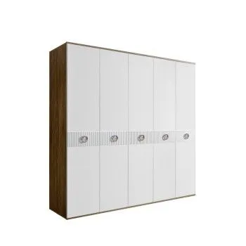 Шкаф 5-ти дв. Bogemia Woodline Fi (Белый/Хром) БМШ2/5(Fi)