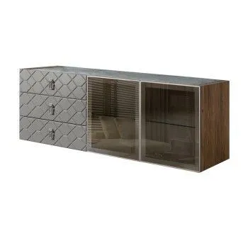 Комод 1.6м Bogemia Woodline Fly Fa (Серый) (Novabuk/Хром) БМКМ-4[5]