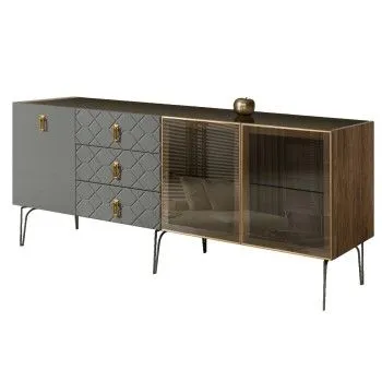 Комод 2.1м Bogemia Woodline Fa (Серый) (Lakobel/Золото) БМКМ-5[5][10]