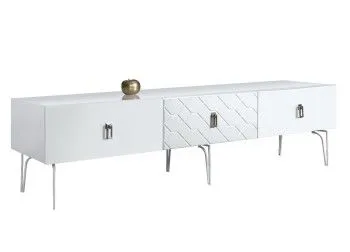 Тумба под телевизор 2.1м Bogemia Farfalle (Белый) (Lakobel/Хром) БМТ-2(Fa)[10]