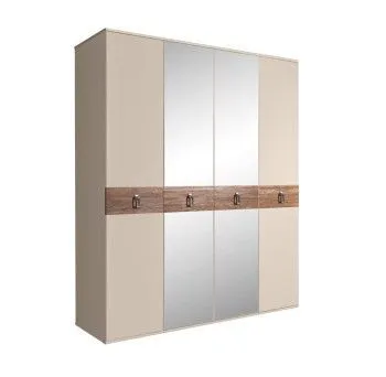 Шкаф 4-х дв. с зеркалами Bogemia Wood Fa (Ваниль/Хром) БМШ1/4(Wo)