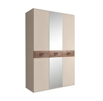 Шкаф 3-х дверный с зеркалом Bogemia Wood Fi (Ваниль/Хром) БМШ1/3(Wo)