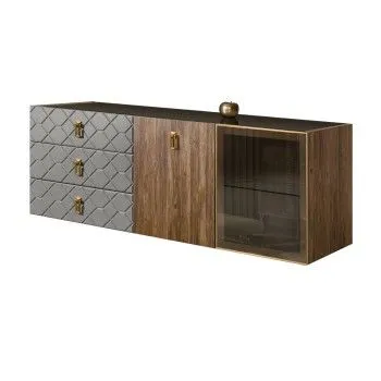 Комод 1.6м Bogemia Woodline Fly Wood Fa (Серый) (Lakobel/Золото) БМКМ-4[5][10]