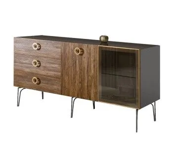 Комод 1.6м Bogemia Wood Fi (Серый) (Lakobel/Золото) БМКМ-4(Wo)[5][10]