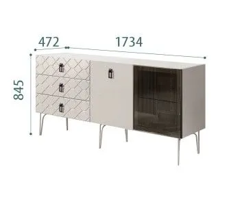 Комод 1.6м Bogemia Farfalle (Шелк) (Novabuk/Черный) БМКМ-4(Fa)[5][10]