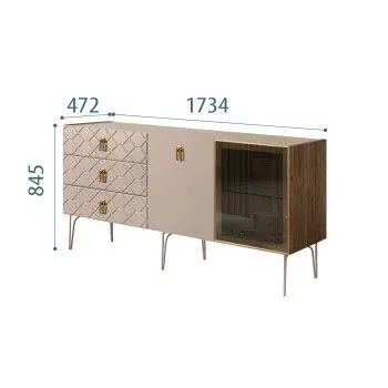 Комод 1.6м Bogemia Woodline Fa (Мокка) (Novabuk/Золото) БМКМ-4[5][10]