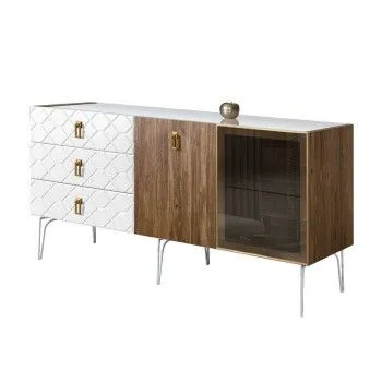 Комод 1.6м Bogemia Woodline Wood Fa (Белый) (Lakobel/Золото) БМКМ-4[5][10]