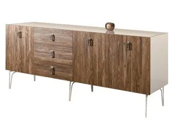 Комод 2.1м Bogemia Wood Fa (Слоновая кость) (Lakobel/Хром) БМКМ-5(Wo)