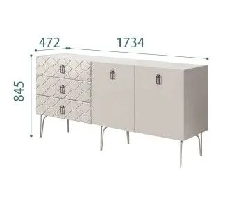Комод 1.6м Bogemia Farfalle (Шелк) (Novabuk/Хром) БМКМ-4(Fa)