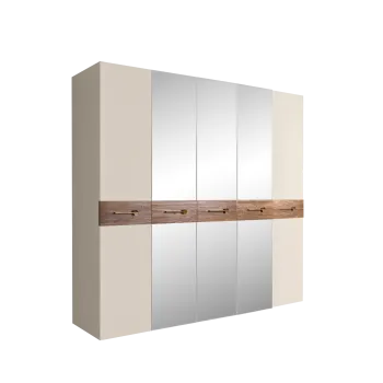 Шкаф 5-ти дв. с зеркалами Bogemia Wood Wo (Слоновая кость/Золото) БМШ1/5(Wo)