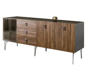 Комод 2.1м Bogemia Wood Fa (Серый) (Lakobel/Хром) БМКМ-5(Wo)[4]