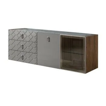 Комод 1.6м Bogemia Woodline Fly Fa (Серый) (Novabuk/Хром) БМКМ-4[5][10]