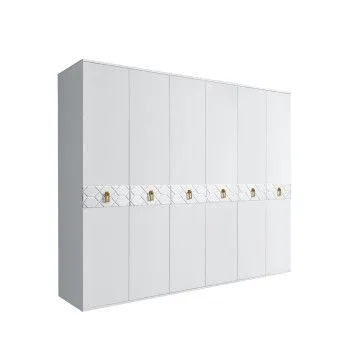 Шкаф 6-ти дв. Bogemia Farfalle (Белый/Золото) БМШ2/6(Fa)