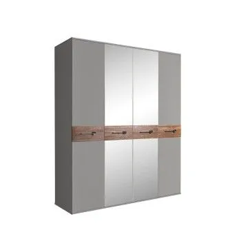 Шкаф 4-х дв. с зеркалами Bogemia Wood Wo (Серый/Хром) БМШ1/4(Wo)