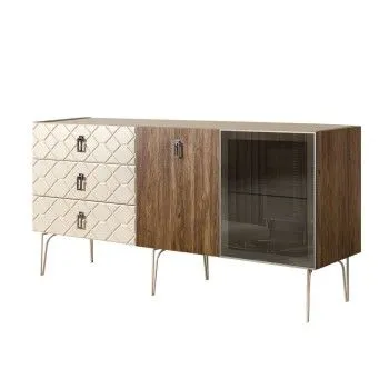 Комод 1.6м Bogemia Woodline Wood Fa (Слоновая кость) (Novabuk/Хром) БМКМ-4[5][10]