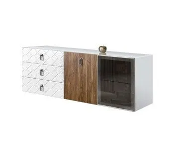 Комод 1.6м Bogemia Fly Wood Fa (Белый) (Lakobel/Хром) БМКМ-4[5][10]