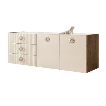 Комод 1.6м Bogemia Woodline Fly Fi (Слоновая кость) (Lakobel/Хром) БМКМ-4