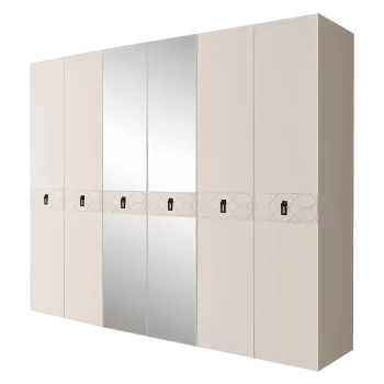 Шкаф 6-ти дв. с зеркалами Bogemia Farfalle (Слоновая кость/Черный) БМШ1/6(Fa)