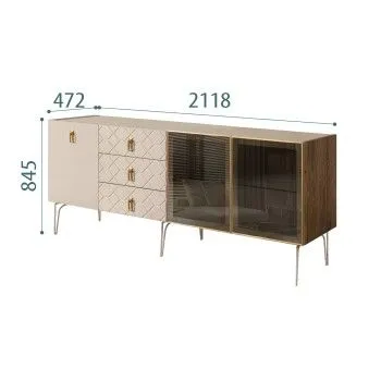 Комод 2.1м Bogemia Woodline Fa (Ваниль) (Novabuk/Золото) БМКМ-5[5][10]