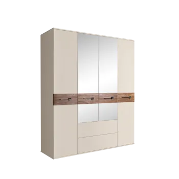 Шкаф 4-х дверный с зеркалами, с ящиками, Bogemia Wood Wo (Слоновая кость/Хром) БМШ1/41(Wo)