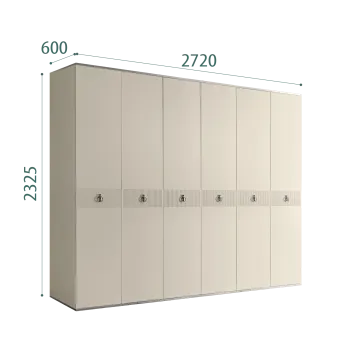 Шкаф 6-ти дверный Римини СОЛО (Ваниль/Серебро) РМШ2/6(s)
