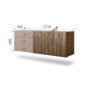 Комод 1.6м Bogemia Woodline Fly Wood Fi (Мокка) (Lakobel/Золото) БМКМ-4