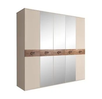 Шкаф 5-ти дв. с зеркалами Bogemia Wood Fi (Ваниль/Хром) БМШ1/5(Wo)