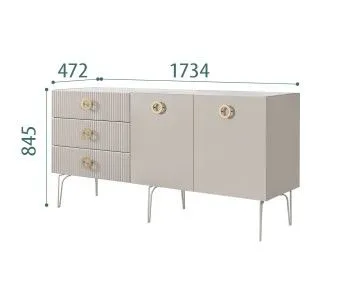 Комод 1.6м Bogemia Fillini (Шелк) (Novabuk/Золото) БМКМ-4(Fi)