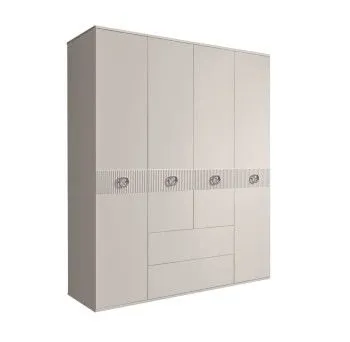 Шкаф 4-х дверный с ящиками, Bogemia Fillini (Шелк/Хром) БМШ2/41(Fi)