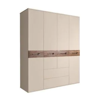 Шкаф 4-х дверный с ящиками, Bogemia Wood Wo (Ваниль/Хром) БМШ2/41(Wo)