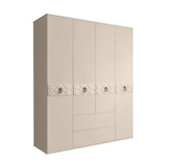 Шкаф 4-х дверный с ящиками, Bogemia Farfalle (Ваниль/Хром) БМШ2/41(Fa)