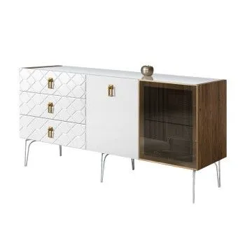 Комод 1.6м Bogemia Woodline Fa (Белый) (Lakobel/Золото) БМКМ-4[5][10]