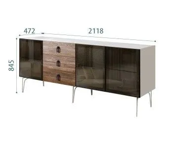 Комод 2.1м Bogemia Wood Fa (Шелк) (Novabuk/Черный) БМКМ-5(Wo)[5]